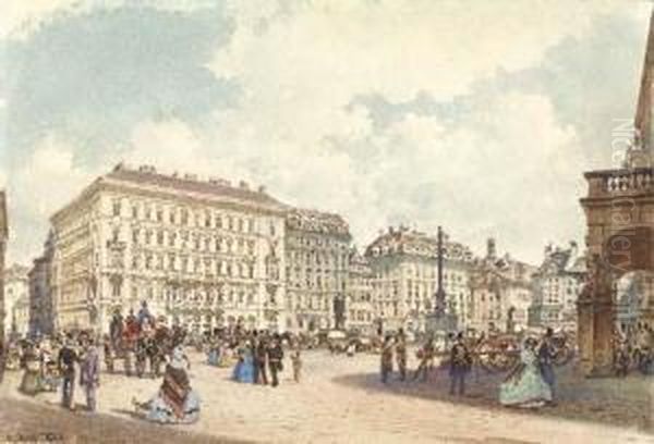 Blick Vom Alten Kriegsministerium, Auf Den Platz Am Hof Oil Painting by Rudolf Ritter von Alt