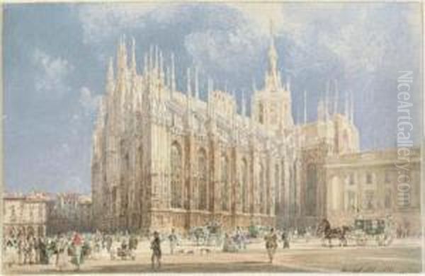 Il Duomo, Milan Oil Painting by Rudolf Ritter von Alt