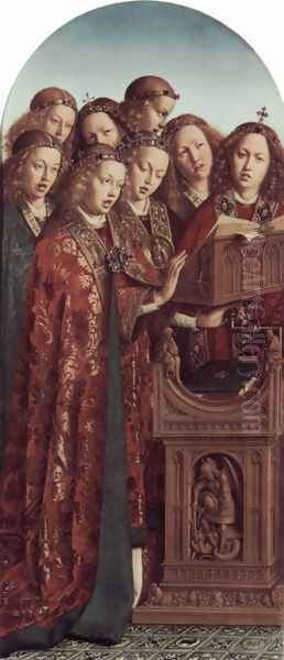 The Ghent Altarpiece, Singing Angels Oil Painting by Jan Van Eyck