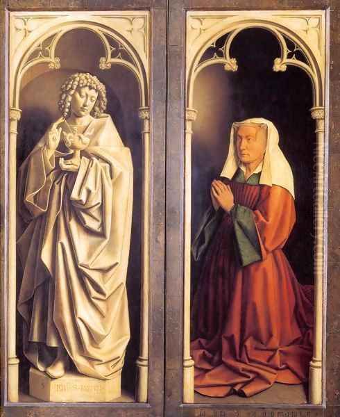 The Ghent Altarpiece St John the Evangelist and the Donor's Wife Oil Painting by Jan Van Eyck