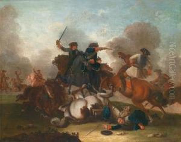 Combattimento Di Cavalieri Oil Painting by Rugendas, Georg Philipp I