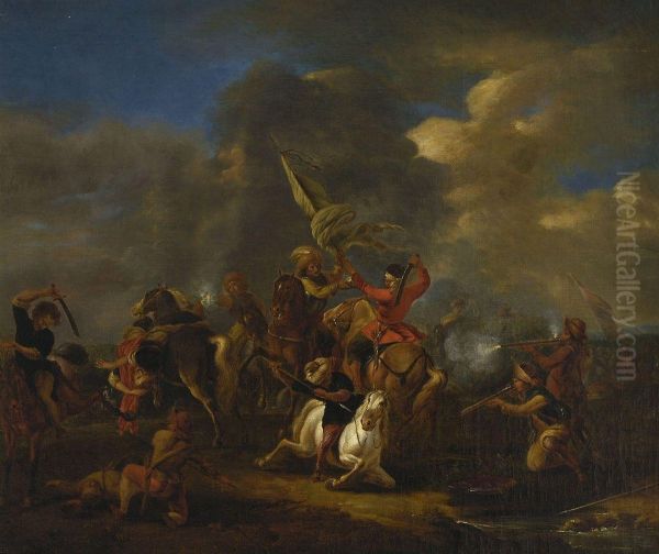 Reiterschlacht Oil Painting by Georg Philipp I Rugendas