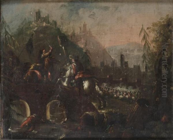 Bataljscen Oil Painting by Georg Philipp I Rugendas