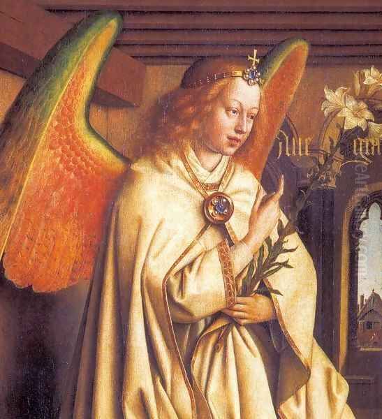 The Ghent Altarpiece Angel of the Annunciation (detail) Oil Painting by Jan Van Eyck