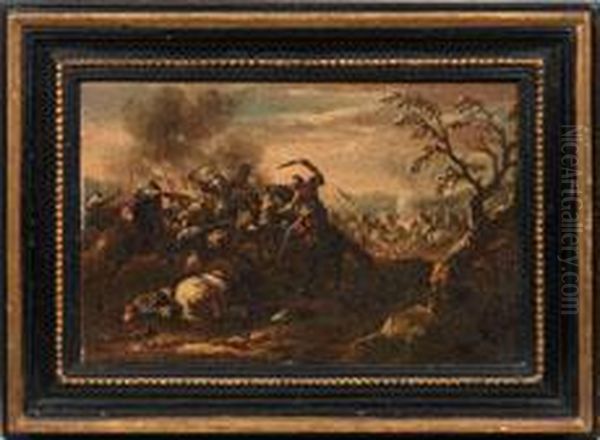 Reiterschlacht In Den Turkenkriegen Oil Painting by Georg Philipp I Rugendas