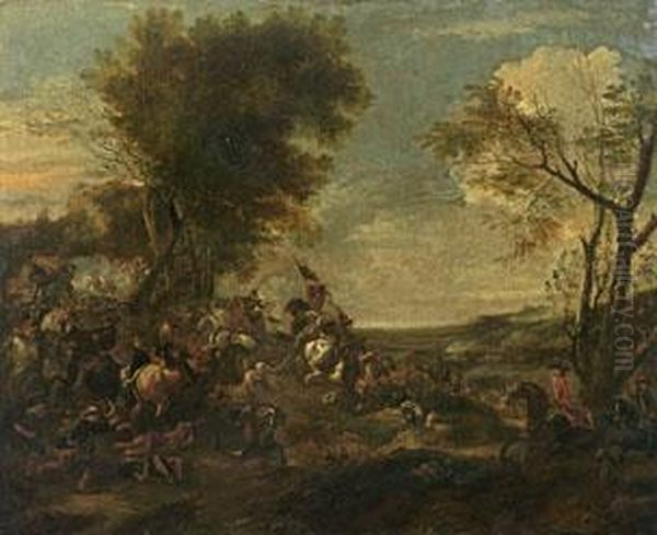 Reiterschlacht Oil Painting by Georg Philipp I Rugendas