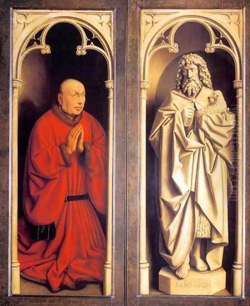 The Ghent Altarpiece Donor and St John the Baptist Oil Painting by Jan Van Eyck