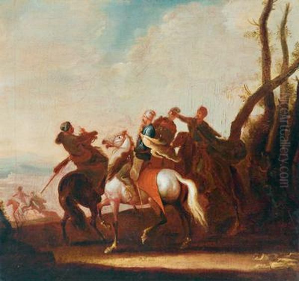 Cavalieri Durante La Marcia Oil Painting by Georg Philipp I Rugendas