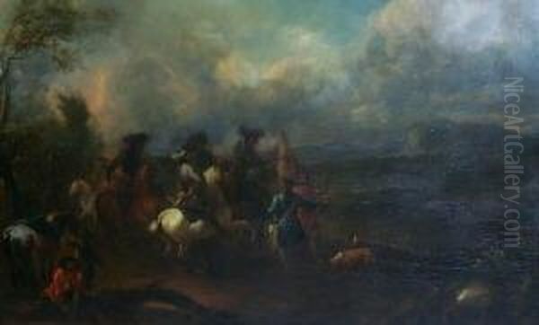 Reitergesellschaft Oil Painting by Georg Philipp I Rugendas