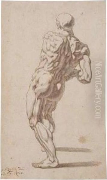 Study Of A Nude Man, Seen From Behind Oil Painting by Georg Philipp I Rugendas