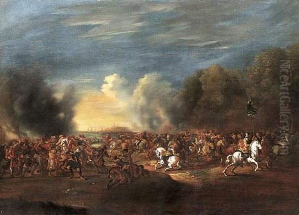 Csatajelenet Oil Painting by Georg Philipp I Rugendas