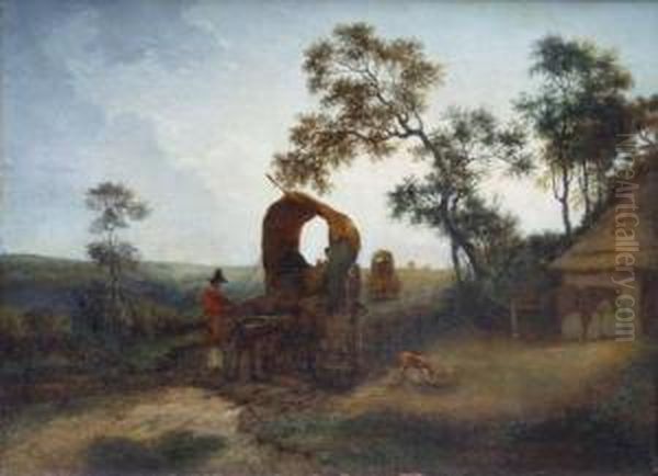 Rancho Y Carretas Oil Painting by Johann Moritz Rugendas