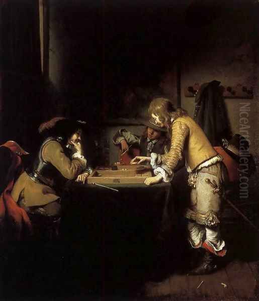 Tric-Trac Players Oil Painting by Gerbrand Van Den Eeckhout