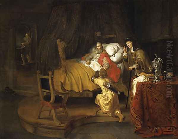 Isaac Blessing Jacob 1642 Oil Painting by Gerbrand Van Den Eeckhout