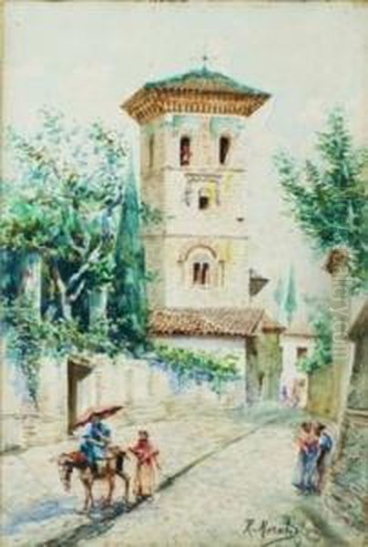 Vista De Granada Oil Painting by Manuel Bernardino Ruiz Sanchez Morales