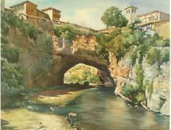 Pont Naturel Oil Painting by Manuel Bernardino Ruiz Sanchez Morales