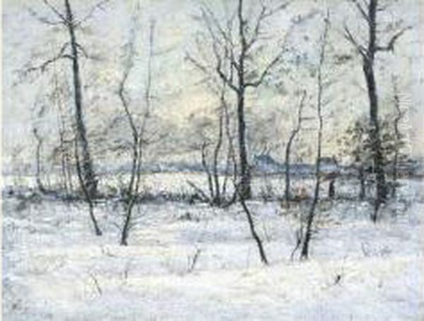 Winter In De Kempen Oil Painting by Henry Rul