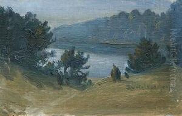 Uferlandschaft Oil Painting by Joseph Rummelspacher