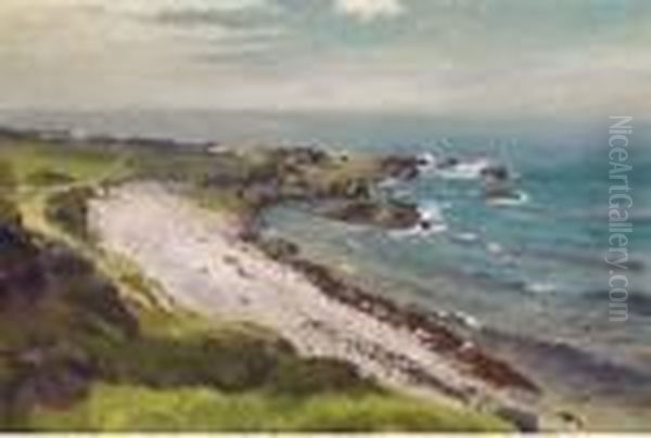 Down At The Rocky Shore Oil Painting by Joseph Rummelspacher