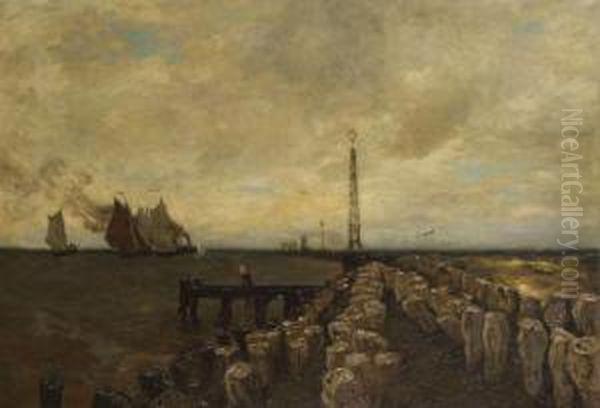 Mole In Hoek Van Holland Oil Painting by Ludwig Fried. Julius Runge