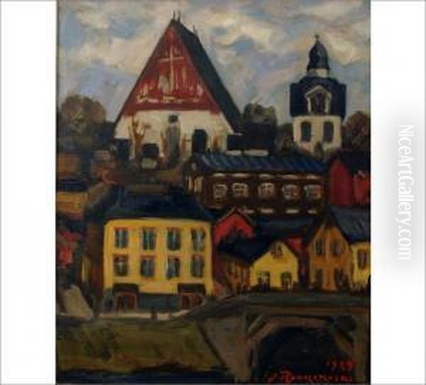 Porvoo Oil Painting by Jalmari Ruokokoski