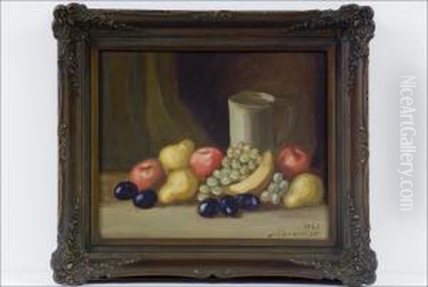 Hedelma-asetelma - Stilleben Med Frukt Oil Painting by Jalmari Ruokokoski