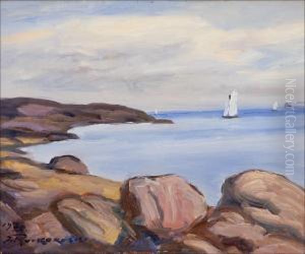 Iltapurjehdusta Rannikolla. Oil Painting by Jalmari Ruokokoski