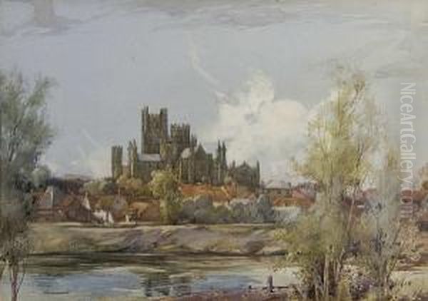 Ely Cathedral Oil Painting by George Robert Rushton