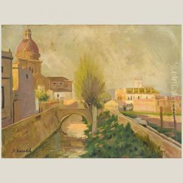 Iglesia St. Andreu Oil Painting by Santiago Rusinol i Prats