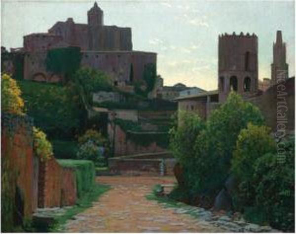 Vista De Girona, Ii (view Of Girona, Ii) Oil Painting by Santiago Rusinol i Prats