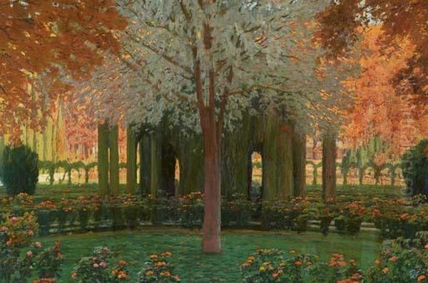 Glorieta De Cipreses Del Jardin Del Principe Oil Painting by Santiago Rusinol i Prats