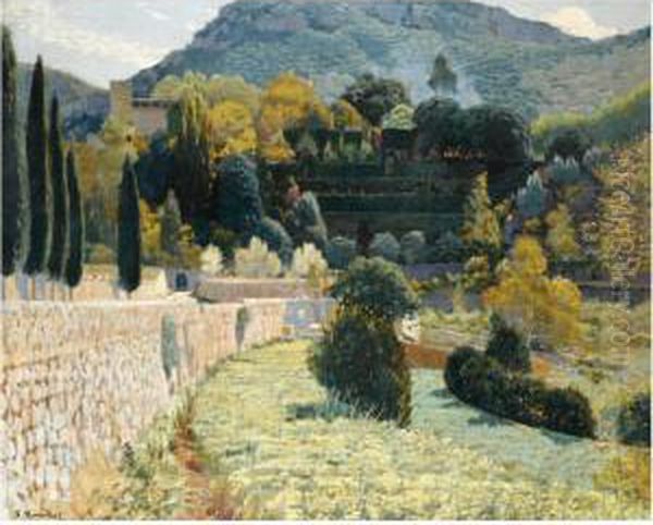 Jardi De Muntanya, Sa Coma, Iv (terraced Gardens, Sa Como) Oil Painting by Santiago Rusinol i Prats