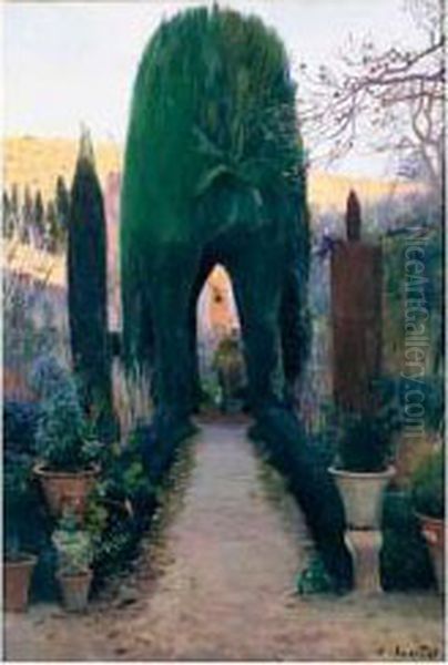 Jardin (garden) Oil Painting by Santiago Rusinol i Prats