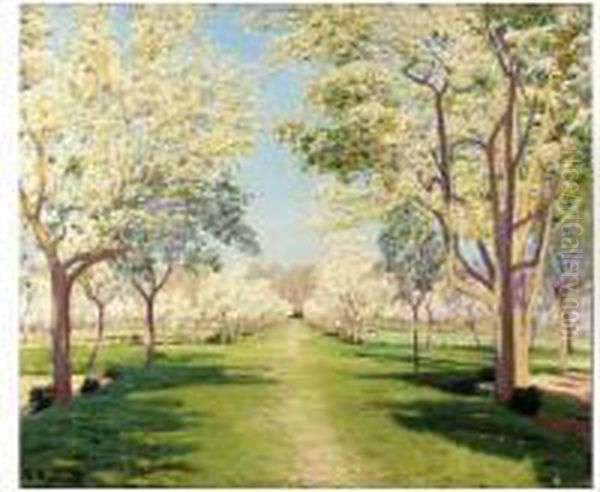 Almendros En Flor (almond Trees In Blossom) Oil Painting by Santiago Rusinol i Prats