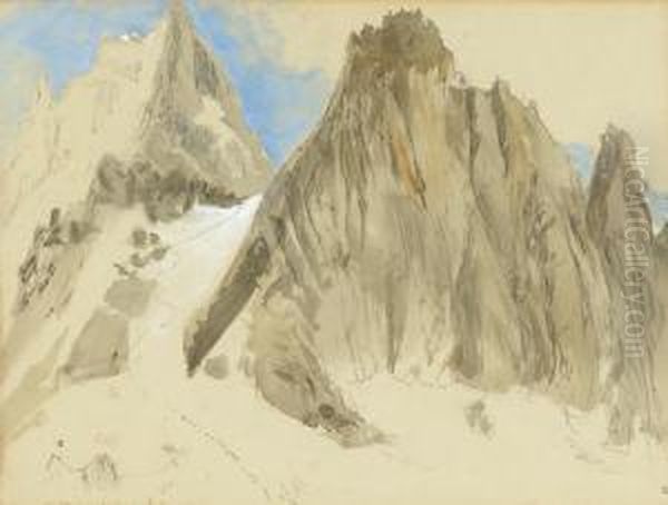 Les Grandes Jorasses, Chamonix Oil Painting by John Ruskin