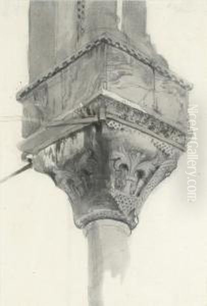 Study Of A Basket And Lily Capital, Basilica Di San Marco, Venice Oil Painting by John Ruskin