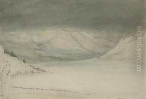 View Of The Alps In The Vicinity Of Chamonix Oil Painting by John Ruskin