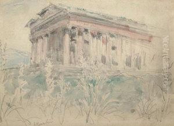 Study Of A Classical Temple Oil Painting by John Ruskin