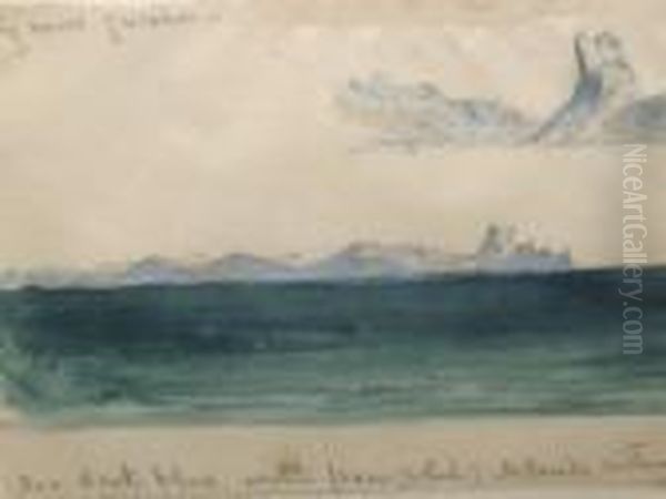 View Of A Mountainous Coast From The Sea Oil Painting by John Ruskin