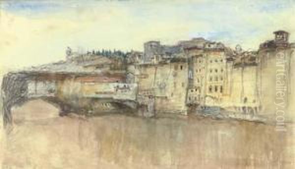 Ponte Vecchio, Florence, Italy Oil Painting by John Ruskin