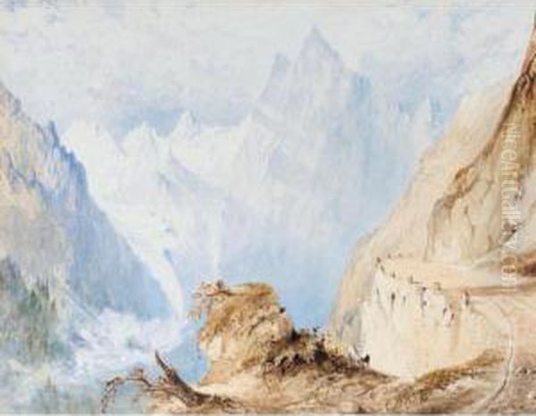 The Stelvio Road From Above Trefoi, Italy Oil Painting by John Ruskin