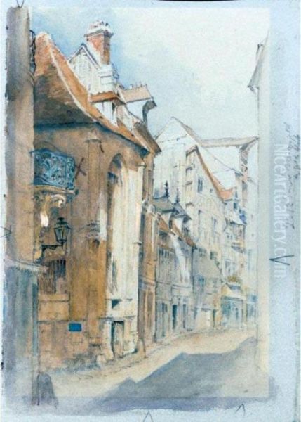 A Street In Abbeville, North France Oil Painting by John Ruskin