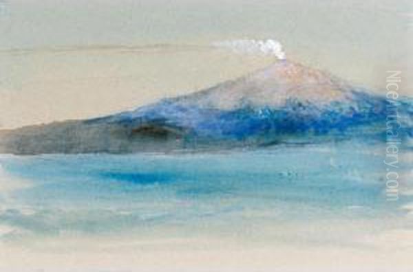 Mount Etna From Taormina Oil Painting by John Ruskin