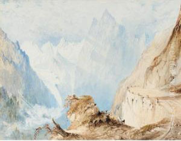 A View In The Alps Oil Painting by John Ruskin