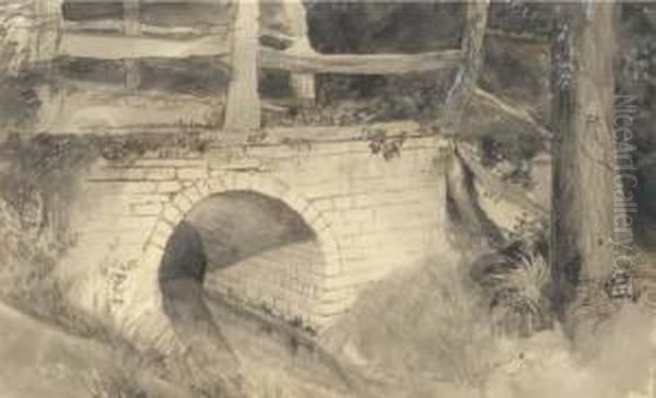 A Footbridge, Wallington Hall Oil Painting by John Ruskin