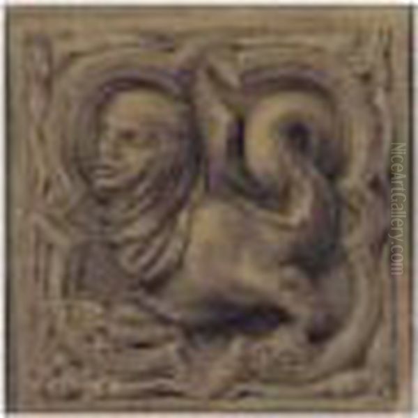 A Study Of A Gothic Stone Carving Oil Painting by John Ruskin