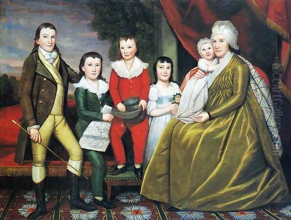 Mrs. Noah Smith and Her Children Oil Painting by Ralph Earl