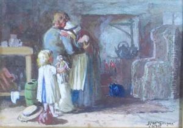 Family Interior Oil Painting by Robert Russ