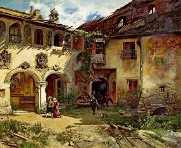 Hof Der Furstenburg Bei Burgeis Oil Painting by Robert Russ