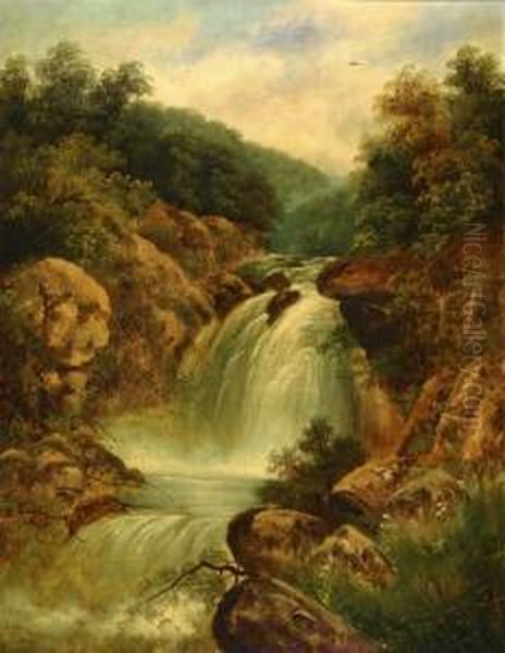 Landscape With Waterfall by Charles Russell